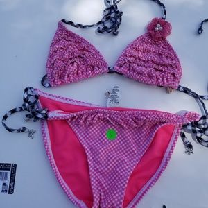 Pink gingham bikini